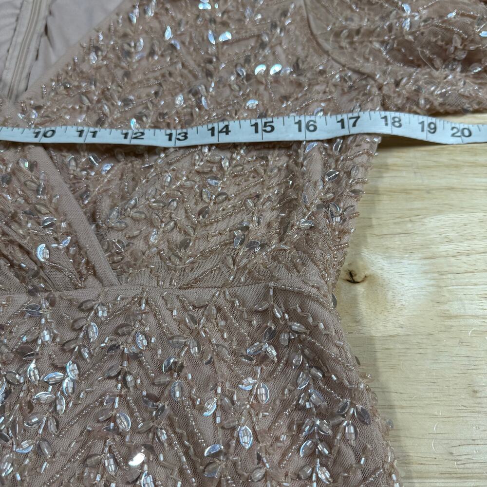 Mac Duggal NWT Pink Embellished Flutter Sleeve Gown Size 10 V-Neck Short Sleeve - Picture 7 of 10